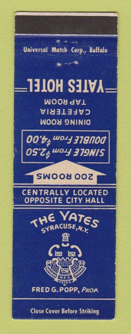 Matchbook Cover - Yates Hotel Syracuse NY