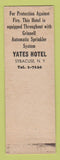 Matchbook Cover - Yates Hotel Syracuse NY