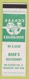 Matchbook Cover - Barb's Restaurant Rochester NY