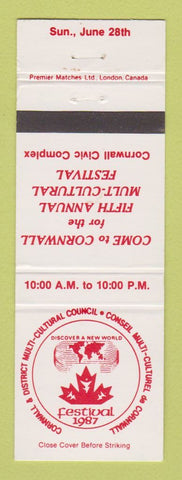 Matchbook Cover - Festival 1987 Cornwall ON