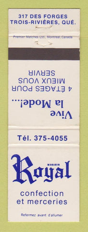 Matchbook Cover - Magasin Royal Confection Trois Rivieres QC
