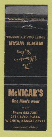 Matchbook Cover - McVicar's Men's Clothes Wichita KS WEAR