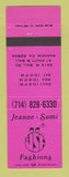 Matchbook Cover - Jeanne Sumi Clothes Anaheim CA PINK
