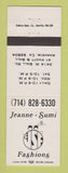 Matchbook Cover - Jeanne Sumi Clothes Anaheim CA WHITE