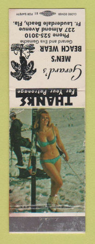 Matchbook Cover - Gerard's Men's Clothes Fort Lauderdale Beach FL pinup WEAR