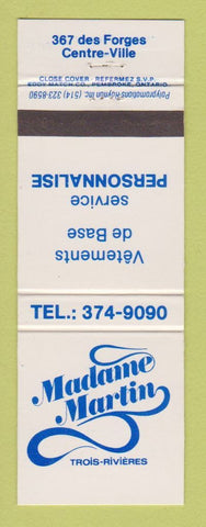 Matchbook Cover - Madame Martin Clothes Trois Rivieres QC
