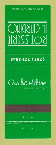 Matchbook Cover Hilton Hotel Caribe San Juan Puerto Rico Rotisserie Il Giardino