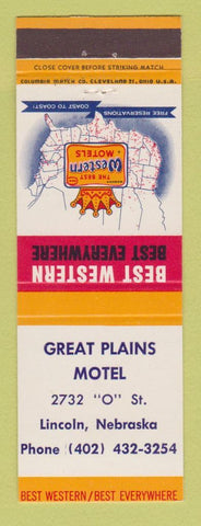 Matchbook Cover - Best Western Great Plains Motel Lincoln NE #1