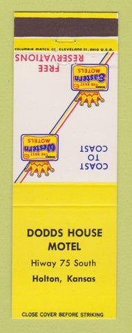 Matchbook Cover - Best Western Dodds House Motel Holton KS