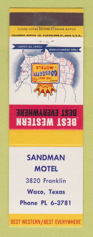Matchbook Cover - Best Western Sandman Motel Waco TX
