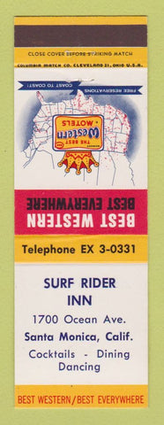 Matchbook Cover - Best Western Surf Rider Inn Santa Monica CA