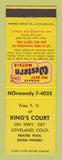 Matchbook Cover - Best Western King's Court Loveland Colorado