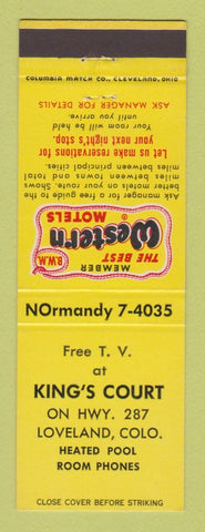 Matchbook Cover - Best Western King's Court Loveland Colorado