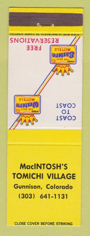 Matchbook Cover - Best Western MacIntosh's Tomichi Village Gunnison Colorado