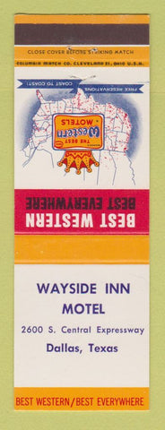 Matchbook Cover - Best Western Wayside Inn Motel Dallas TX