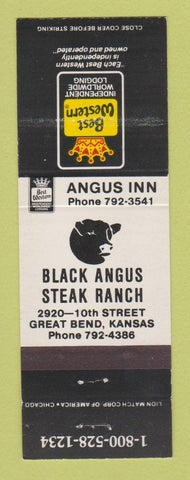 Matchbook Cover - Best Western Black Angus Steak Ranch Great Bend KS WEAR