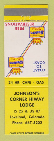 Matchbook Cover - Best Western Johnson's Corner Loveland Colorado
