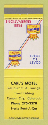Matchbook Cover - Best Western Carl's Motel Canon City Colorado