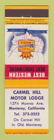 Matchbook Cover - Best Western Carmel Hill Motor Lodge Monterey CA WEAR