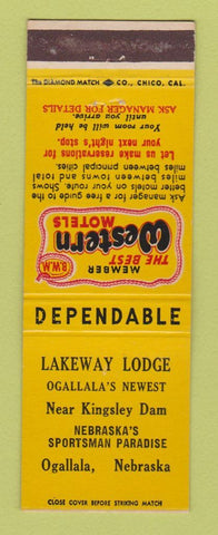 Matchbook Cover - Best Western Lakeway Lodge Ogallala NE