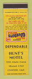 Matchbook Cover - Best Western Hunt's Motel Lynwood CA