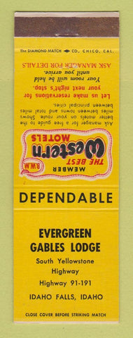 Matchbook Cover - Best Western Evergreen Gables Lodge Idaho Falls ID
