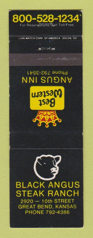 Matchbook Cover - Best Western Black Angus Steak Ranch Great Bend KS