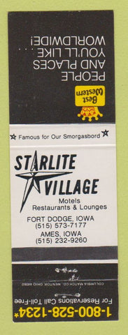 Matchbook Cover - Best Western Starlite Village Fort Dodge Ames IA