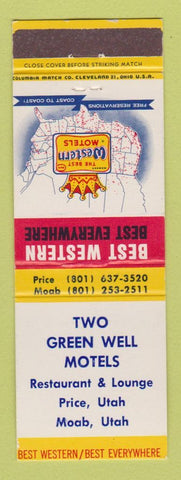 Matchbook Cover - Best Western Two Green Well Motels Prince Moab UT
