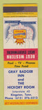 Matchbook Cover - Best Western Gray Badger Inn Kingston TN