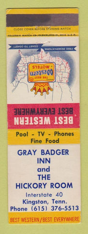 Matchbook Cover - Best Western Gray Badger Inn Kingston TN