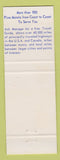 Matchbook Cover - Best Western Floridian Motor Lodge St Augustine FL