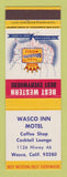 Matchbook Cover - Best Western Wasco Inn Motel Wasco CA