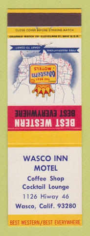 Matchbook Cover - Best Western Wasco Inn Motel Wasco CA