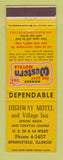 Matchbook Cover - Best Western Highway Motel Village Inn Springfield IL WEAR