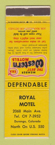 Matchbook Cover - Best Western Royal Motel Durango Colorado