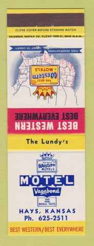 Matchbook Cover - Best Western Motel Vagabond Hays KS