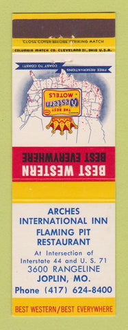 Matchbook Cover - Best Western Arches International Inn Joplin MO