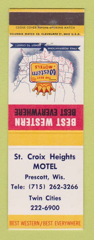 Matchbook Cover - Best Western St Croix Heights Motel Prescott WI
