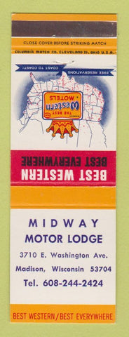 Matchbook Cover - Best Western Midway Motor Lodge Madison WI