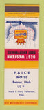 Matchbook Cover - Best Western Paice Motel Beaver UT
