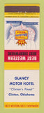 Matchbook Cover - Best Western Glancy Motor Hotel Clinton OK