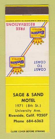 Matchbook Cover - Best Western Sage & Sand Motel Riverside CA