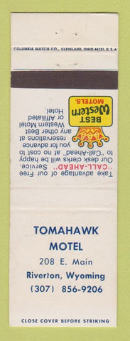 Matchbook Cover - Best Western Tomahawk Motel Riverton WY