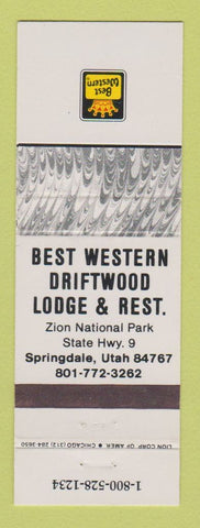 Matchbook Cover - Best Western Driftwood Lodge Springdale UT