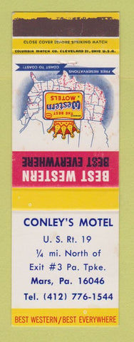 Matchbook Cover - Best Western Conley's Motel Mars PA