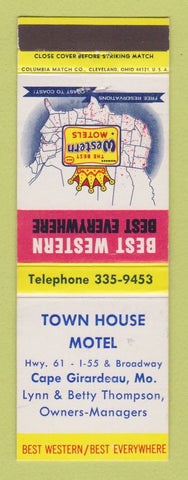 Matchbook Cover - Best Western Town House Motel Cape Girardeau MO