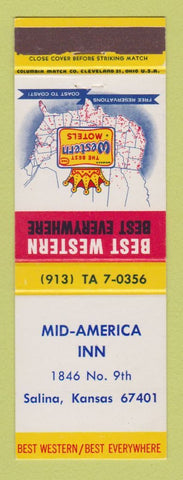 Matchbook Cover - Best Western Mid America Inn Salina KS