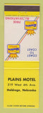 Matchbook Cover - Best Western Plains Motel Holdrege NE