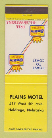 Matchbook Cover - Best Western Plains Motel Holdrege NE